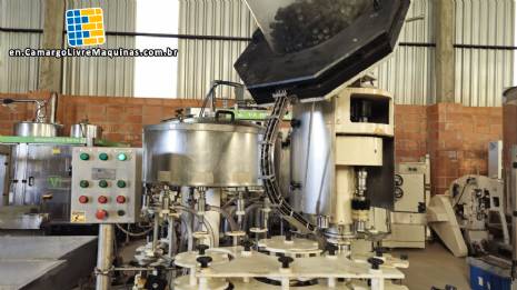 Monobloc rotary filling machine with 12 nozzles and screw capping machine