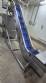 Inova Industrial inclined stainless steel conveyor belt with cleats.