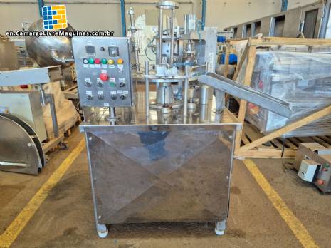 Semi-automatic filling machine for pots with aluminum lids NTI