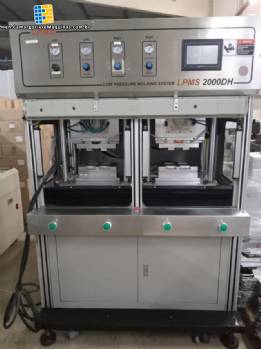 Production line for injection molding of batteries and plastic parts.